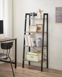 Vasagle Ladder Shelf, 4-Tier Bookshelf, Bookcase, For Living Room, Bedroom,industrial Style, Steel Frame, Greige And Black - thumbnail 7