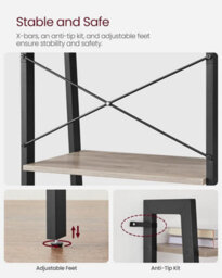Vasagle Ladder Shelf, 4-Tier Bookshelf, Bookcase, For Living Room, Bedroom,industrial Style, Steel Frame, Greige And Black - thumbnail 3