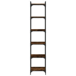Berkfield Bookcase 6-Tier Smoked Oak 40X30X188 Cm Engineered Wood - thumbnail 4