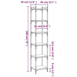 Berkfield Bookcase 6-Tier Smoked Oak 40X30X188 Cm Engineered Wood - thumbnail 9