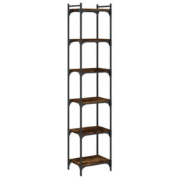 Berkfield Bookcase 6-Tier Smoked Oak 40X30X188 Cm Engineered Wood - thumbnail 6