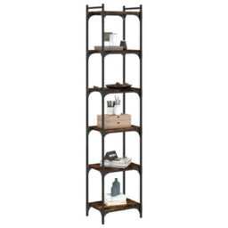 Berkfield Bookcase 6-Tier Smoked Oak 40X30X188 Cm Engineered Wood - thumbnail 3