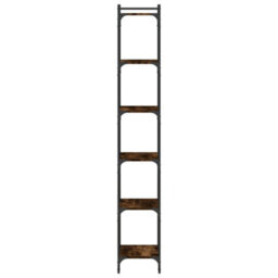 Berkfield Bookcase 6-Tier Smoked Oak 40X30X188 Cm Engineered Wood - thumbnail 5