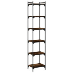 Berkfield Bookcase 6-Tier Smoked Oak 40X30X188 Cm Engineered Wood - thumbnail 2