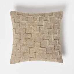 Homescapes Geometric Beige Tufted Cotton Cushion 45 X 45 Cm - thumbnail 1
