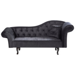 Beliani Right-Hand Chaise Longue Lattes Ii Velvet Black With Cushion