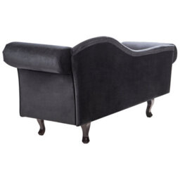 Beliani Right-Hand Chaise Longue Lattes Ii Velvet Black With Cushion - thumbnail 5
