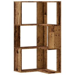 Berkfield Elegant Corner Bookcase 3-Tier Old Wood 50X50X102 Cm Engineered Wood