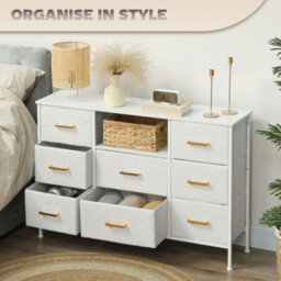 Wyld Haus Haso Cono Cream White 8-Drawer Bouclé Chest With Built-In Charging Station - thumbnail 6