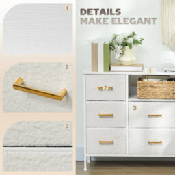 Wyld Haus Haso Cono Cream White 8-Drawer Bouclé Chest With Built-In Charging Station - thumbnail 5