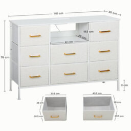 Wyld Haus Haso Cono Cream White 8-Drawer Bouclé Chest With Built-In Charging Station - thumbnail 3