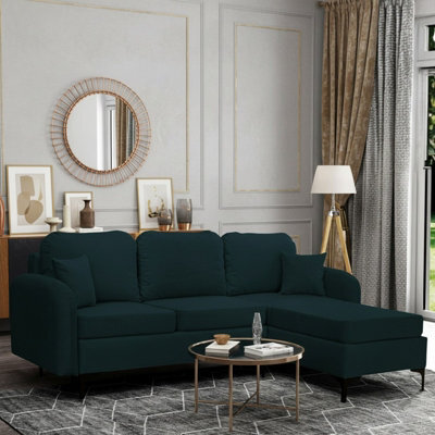 Venice L Corner Sofa Bed With Bonnell Spring Metal Legs Wooden Frame Storage Dl Mechanism 225X172X78X96 Cm Blue Right - image 1
