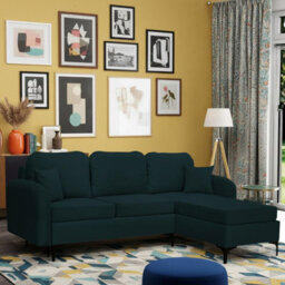 Venice L Corner Sofa Bed With Bonnell Spring Metal Legs Wooden Frame Storage Dl Mechanism 225X172X78X96 Cm Blue Right - thumbnail 2