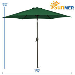 Sunmer 2.7M Parasol With Crank Mechanism, Sun Shading, Water Repellent, Polyester, Easy To Open And Close - Green - thumbnail 7