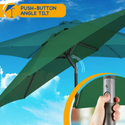 Sunmer 2.7M Parasol With Crank Mechanism, Sun Shading, Water Repellent, Polyester, Easy To Open And Close - Green - thumbnail 6