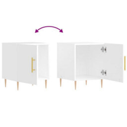 Berkfield Bedside Cabinets 2 Pcs High Gloss White 40X40X50 Cm Engineered Wood - thumbnail 9