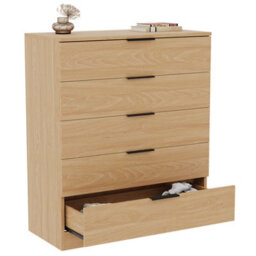 Lassic Vida Designs Trega Pine 5 Drawer Chest Anti-Bowing Support & Stylish Black Handles, (H)900mm X (W)660mm X (D)360mm - thumbnail 9
