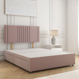 Bsspoke Monaco Divan Bed In Pink Plush Velvet With 24Inch Headboard No Mattress No Drawers In Single Double King 4Ft 6Ft