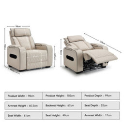 More4Homes Capri Electric Recliner Cinema Chair (Beige) - Air Leather, Usb/c Charging, Led Lighting, Cupholders, Storage - thumbnail 9