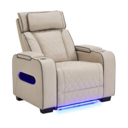 More4Homes Capri Electric Recliner Cinema Chair (Beige) - Air Leather, Usb/c Charging, Led Lighting, Cupholders, Storage - thumbnail 2