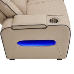 More4Homes Capri Electric Recliner Cinema Chair (Beige) - Air Leather, Usb/c Charging, Led Lighting, Cupholders, Storage - thumbnail 6