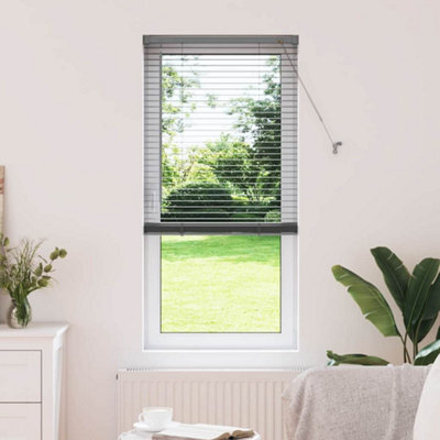 Berkfield Window Blind With Curtains Manual Dark Grey Aluminium - image 1