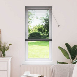 Berkfield Window Blind With Curtains Manual Dark Grey Aluminium - thumbnail 1