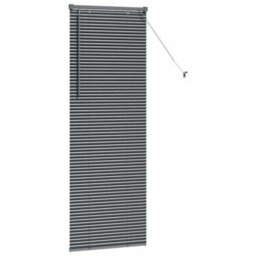 Berkfield Window Blind With Curtains Manual Dark Grey Aluminium - thumbnail 5