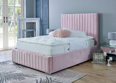 Ds Living Savoy Upholstered Soft Plush Pink Velvet Bed Frame 5Ft