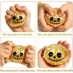 Orange Halloween Glitter Dumpling Squishy Toy Mystery Blind Box Bun Stress Relief Toy - thumbnail 5