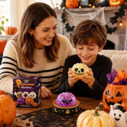 Orange Halloween Glitter Dumpling Squishy Toy Mystery Blind Box Bun Stress Relief Toy - thumbnail 4