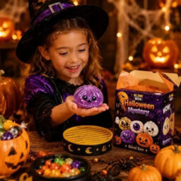 Orange Halloween Glitter Dumpling Squishy Toy Mystery Blind Box Bun Stress Relief Toy - thumbnail 7