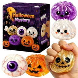 Orange Halloween Glitter Dumpling Squishy Toy Mystery Blind Box Bun Stress Relief Toy - thumbnail 2