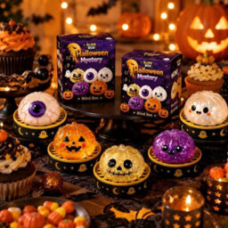 Orange Halloween Glitter Dumpling Squishy Toy Mystery Blind Box Bun Stress Relief Toy - thumbnail 3