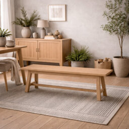 Wyld Haus Arklow Latte Wooden Bench Large Scandinavian Woodgrain Seat - thumbnail 1