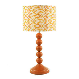 Happy Homewares Chic Orange Table Lamp With Aztec Style Yellow And Orange Fabric Shade - thumbnail 2