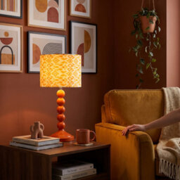 Happy Homewares Chic Orange Table Lamp With Aztec Style Yellow And Orange Fabric Shade - thumbnail 6