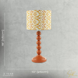 Happy Homewares Chic Orange Table Lamp With Aztec Style Yellow And Orange Fabric Shade - thumbnail 7
