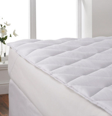 "2"" Bounceback Spiral Hollowfibre Filled Quilted Mattress Topper With Elasticated Ties Double Bed"