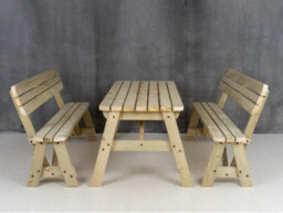 Arbor Garden Solutions Victoria Wooden Picnic Bench And Table Set, Rounded Outdoor Dining Set With Backrest(5Ft, Natural Finish) - thumbnail 3