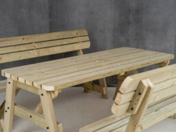 Arbor Garden Solutions Victoria Wooden Picnic Bench And Table Set, Rounded Outdoor Dining Set With Backrest(5Ft, Natural Finish) - thumbnail 2