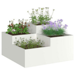 Berkfield Garden Planter White 80 X 80 X 48 Cm Steel - thumbnail 3