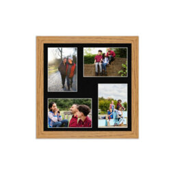 AK Frames 12X12 Oak Modern Multi Photo Frame With Black Mount - Holds 4 Apertures (4X) 6X4 Photos - thumbnail 1