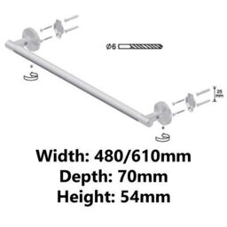 Bisk 460mm Solid Wood And Zamak Wall Mounted Bath Rack Single Towel Bar Hanger - thumbnail 4