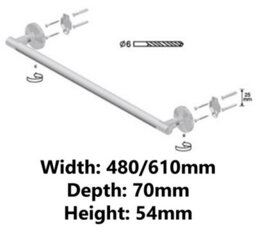 Bisk 460mm Solid Wood And Zamak Wall Mounted Bath Rack Single Towel Bar Hanger - thumbnail 2