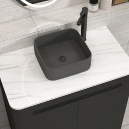 Royal Bathrooms Venice 800mm Matt Nocturne Black Freestanding Bathroom Countertop Vanity Unit 2 Door With Art Square Basin - thumbnail 6