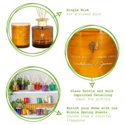 Nicola Spring Scented Candle & Reed Diffuser Set - 130G - Sandalwood & Jasmine - thumbnail 2
