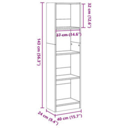 Berkfield Bookcase Concrete Grey 40X24X143 Cm Engineered Wood - thumbnail 9