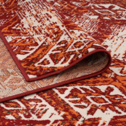 Loomed Red Terracotta Distressed Aztec Living Room Rug 120X170Cm - thumbnail 4