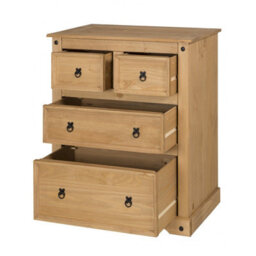 Mercers Furniture Corona Large 2+2 Chest Of 4 Drawers Solid Wood Mexican Pine Wooden Bedroom 103Cm H. 92Cm W. 48Cm D. - thumbnail 2